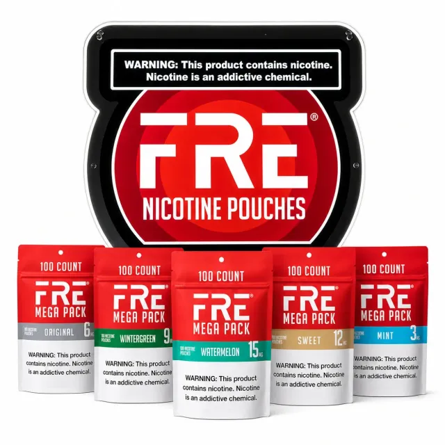 Fre Mega Pack + LED Sign Bundle sachets de nicotine